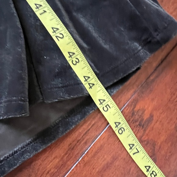 Time & Tru Velvet Wrap Midi Dress Charcoal Gray Short Sleeve Sz L 12/14 Romantic - Picture 7 of 7